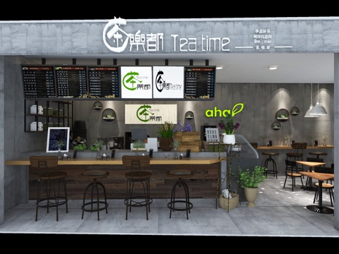  工业风奶茶店3d模型 