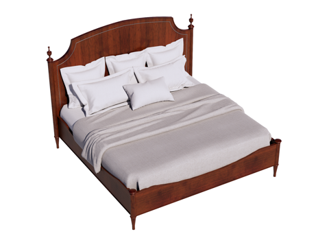 复古欧式床 双人床su模型