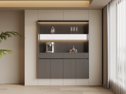 现代简约酒柜 餐边柜su模型