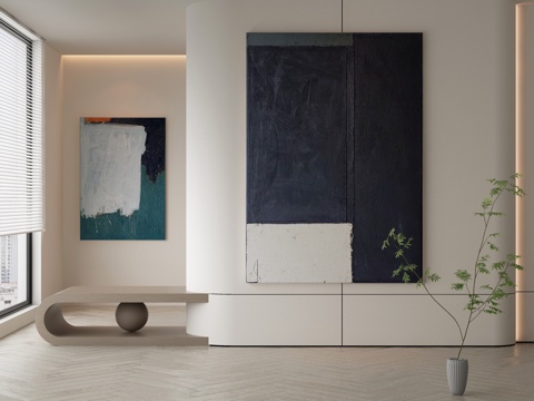  侘寂挂画 油画3d模型 