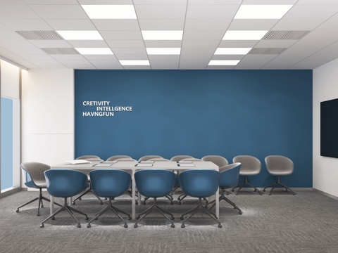  现代会议室3d模型 