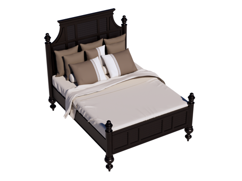 复古欧式床 双人床su模型