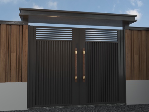  现代庭院门3d模型 