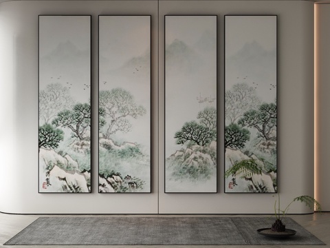  侘寂挂画 油画3d模型 