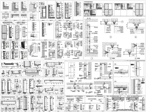 隔音墙玻璃墙铝单板墙铝蜂窝墙干挂包柱铝格栅墙面节点CAD素材cad施工图