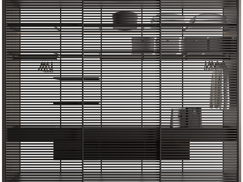  现代展示柜家具衣服装饰品组合3d模型 