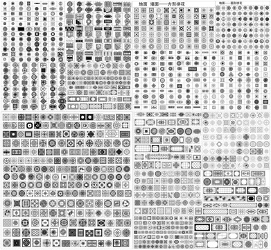 地面拼花墙面拼花铺装瓷砖拼花图案CAD素材图库cad施工图