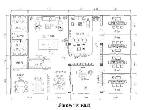 茶艺会所   最新平面施工图合集cad施工图