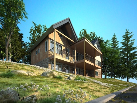  美式田园别墅全模场景3d模型 