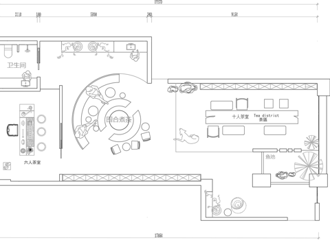 茶楼 茶馆  最新平面施工图合集cad施工图