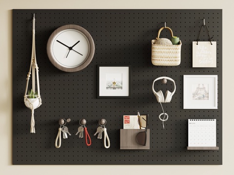 现代洞洞板 墙饰免费3d模型