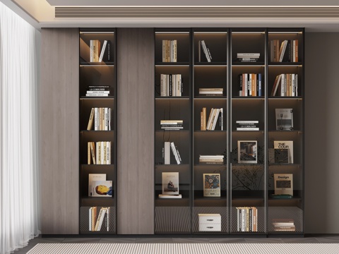 现代意式书柜免费3d模型