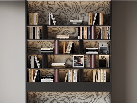 现代意式书架 置物架 书柜免费3d模型