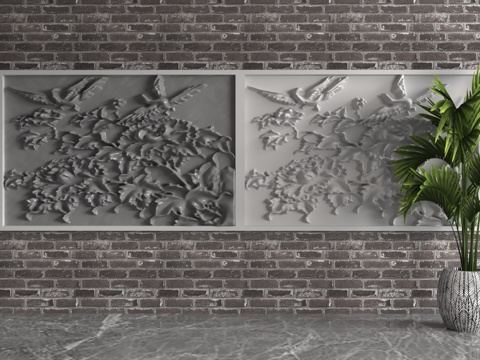  现代浮雕墙3d模型 
