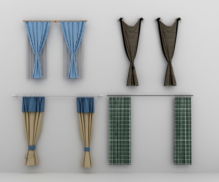  地中海窗帘 窗帘 卧室窗帘 现代窗帘 客厅窗帘 餐厅窗帘3d模型 