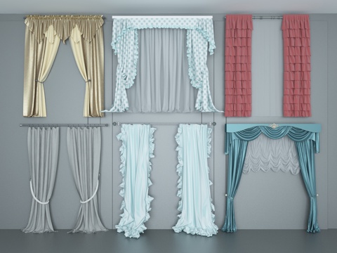  欧式窗帘3d模型 