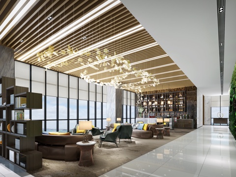  现代书吧3d模型 