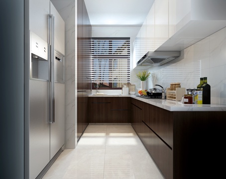  现代封闭式厨房3d模型 