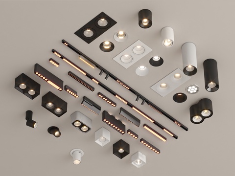  现代筒灯射灯3d模型 