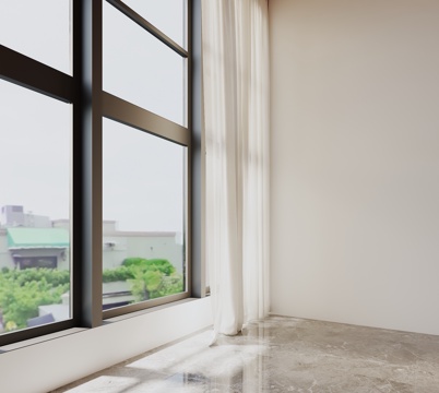  现代落地窗3d模型 