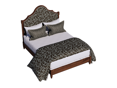 复古欧式床 双人床su模型