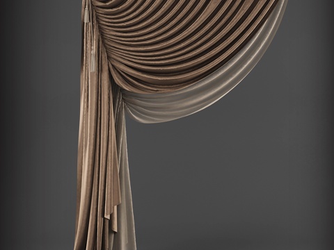  现代布艺窗帘3d模型 