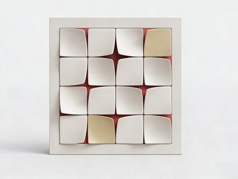 模块化几何立体墙饰 圆角方形模块 弧形凸起造型su模型