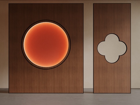 新中式玄关 屏风su模型