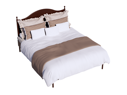 复古欧式床 双人床su模型