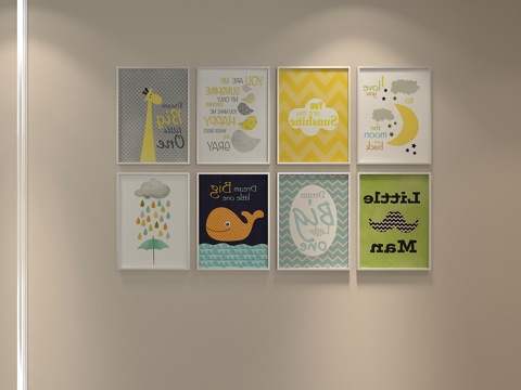  现代简约装饰画3d模型 