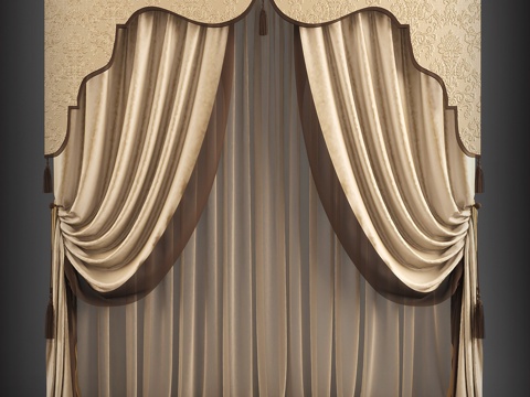  经典欧式窗帘组合3d模型 