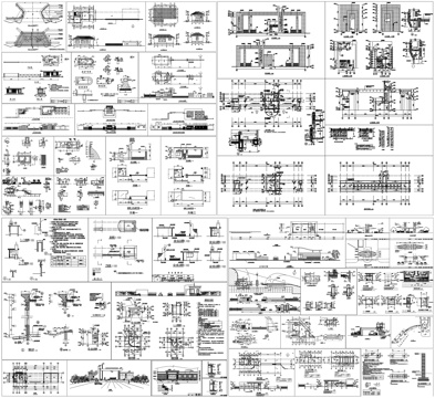 公园大门学校大门值班室门卫室公司大门传达室门卫CAD素材图库cad施工图