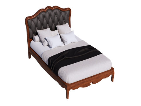 复古欧式床 双人床su模型