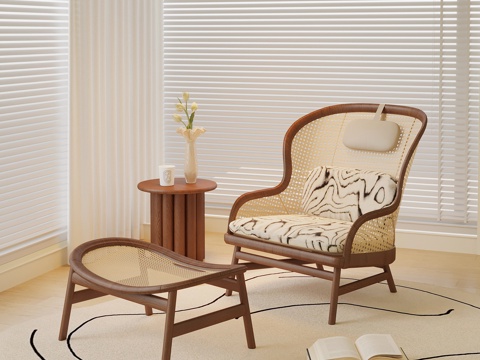  中古风休闲椅 藤编休闲椅3d模型 