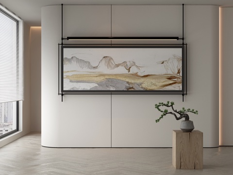  侘寂挂画 油画3d模型 