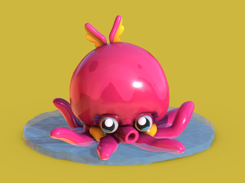  毛绒章鱼游戏王ARCV3d模型 