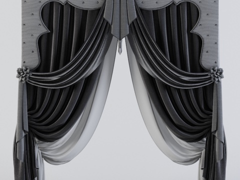  经典欧式窗帘组合3d模型 