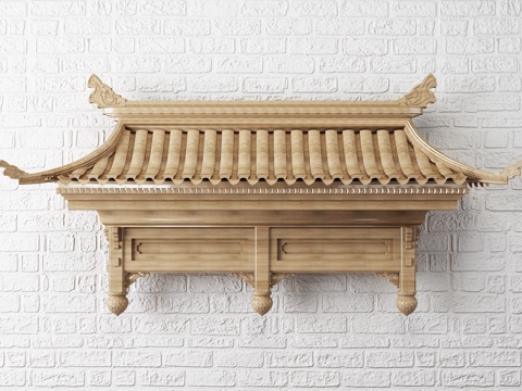  新中式屋檐屋顶门头墙面装饰3d模型 