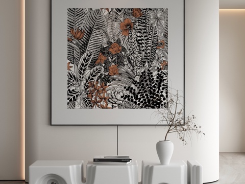  侘寂挂画 油画3d模型 