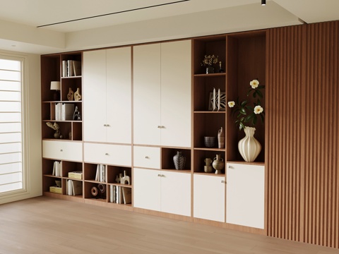  中古风书柜 边柜 储物柜3d模型 