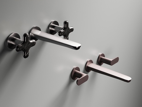 现代意式水龙头 墙排水龙头su模型