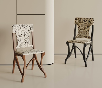 法式中古单椅 餐椅su模型