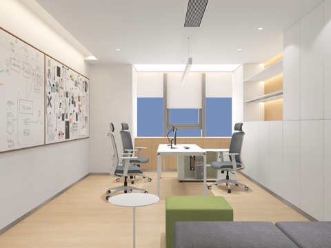  现代办公室经理办公室接待室书房3d模型 