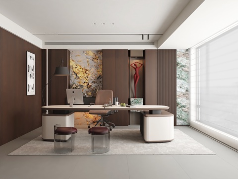  意式风格书房3d模型 