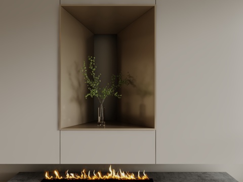  现代壁炉造型背景3d模型 