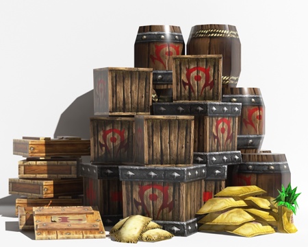  现代木桶木箱米袋3d模型 