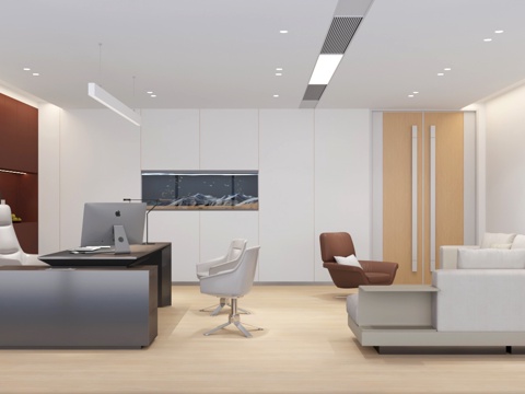  现代办公室总经理办公室书房3d模型 