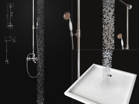  现代洁具 水龙头 卫浴用品 淋浴 喷头 五金3d模型 