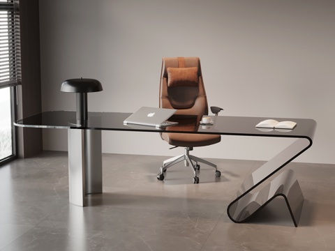 现代意式书桌椅 办公桌椅su模型