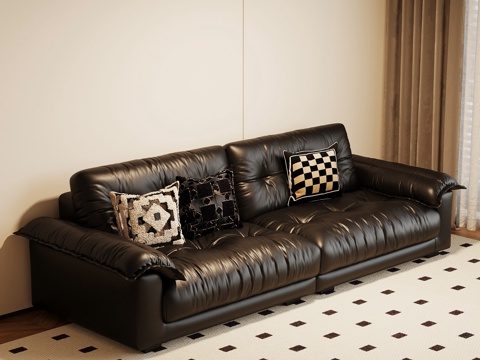 法式复古沙发 多人沙发su模型